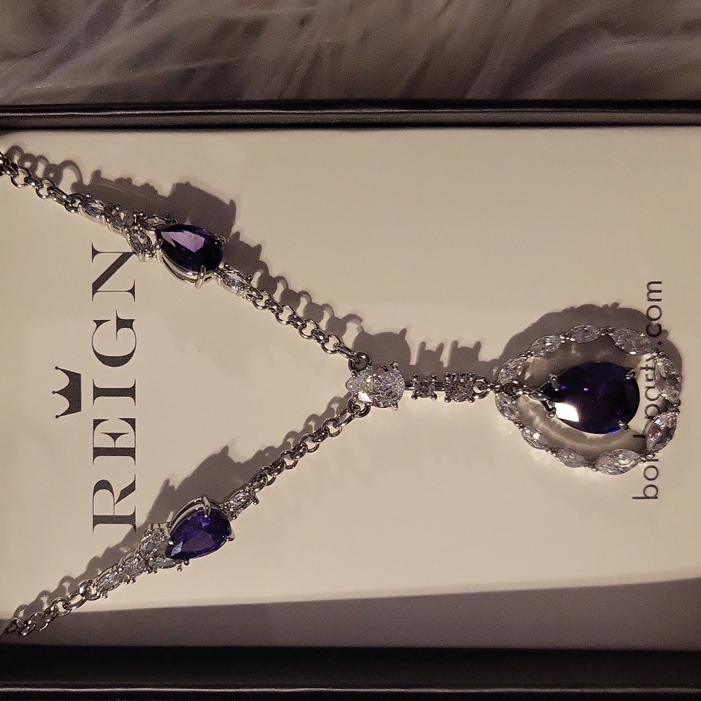 Bomb Party! 💫REIGN💫THE VILLAIN COLLECTION Dark Violet Cubic Zirconia Necklace! - Picture 2 of 6